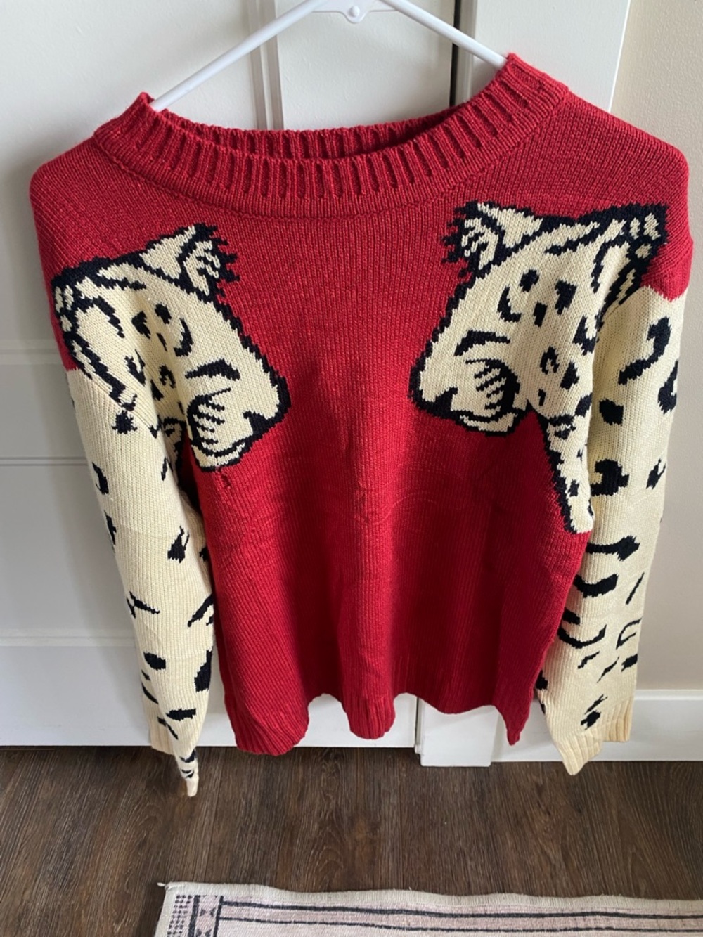 Red Animal-Print Crewneck Sweater - Women